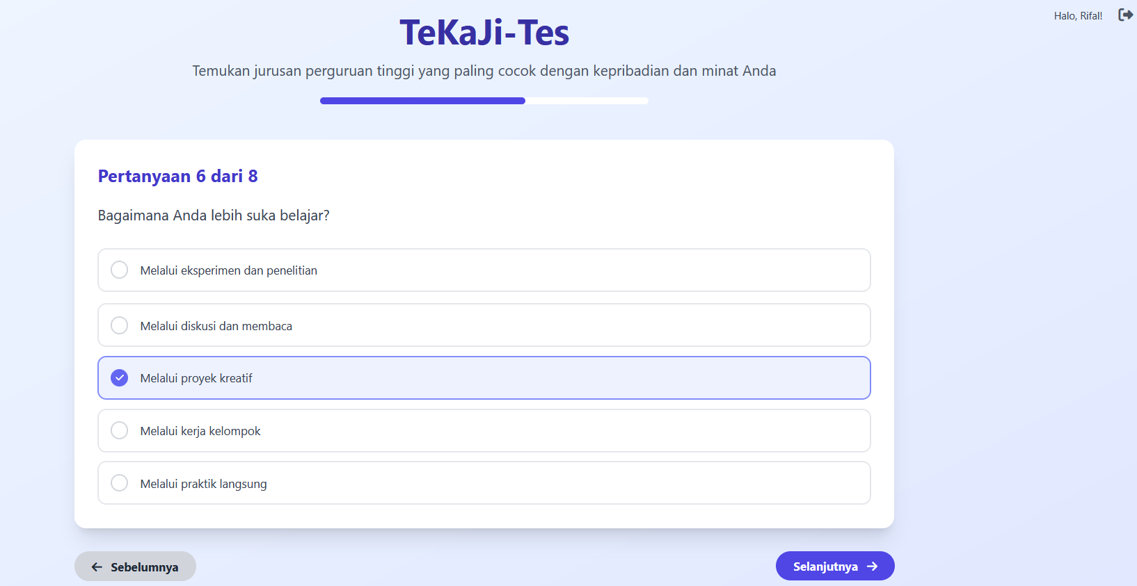 Gambar Proyek Pengembangan Website TeKaJi: Tes Kecocokan Jurusan Masuk Perguruan Tinggi